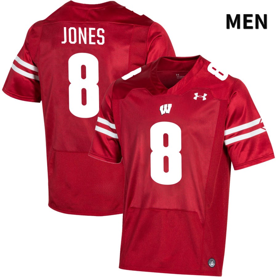 Wisconsin Badgers Men's #8 Avyonne Jones NCAA Under Armour Authentic Red NIL 2022 College Stitched Football Jersey PJ40R53WC